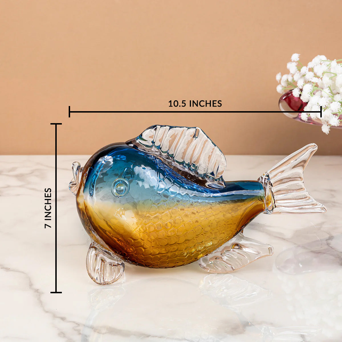 Seaside Serenity Handblown Glass Fish Sculpture & Decorative showpiece ...