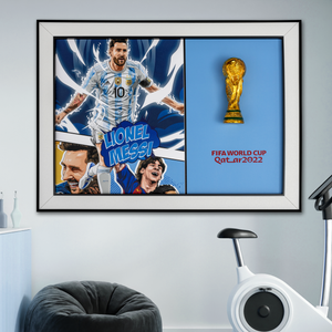 Lionel Messi Argentina World Cup Trophy Shadow Box