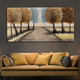 Golden Pathway to Home 100% Handmade Wall Painting for Home