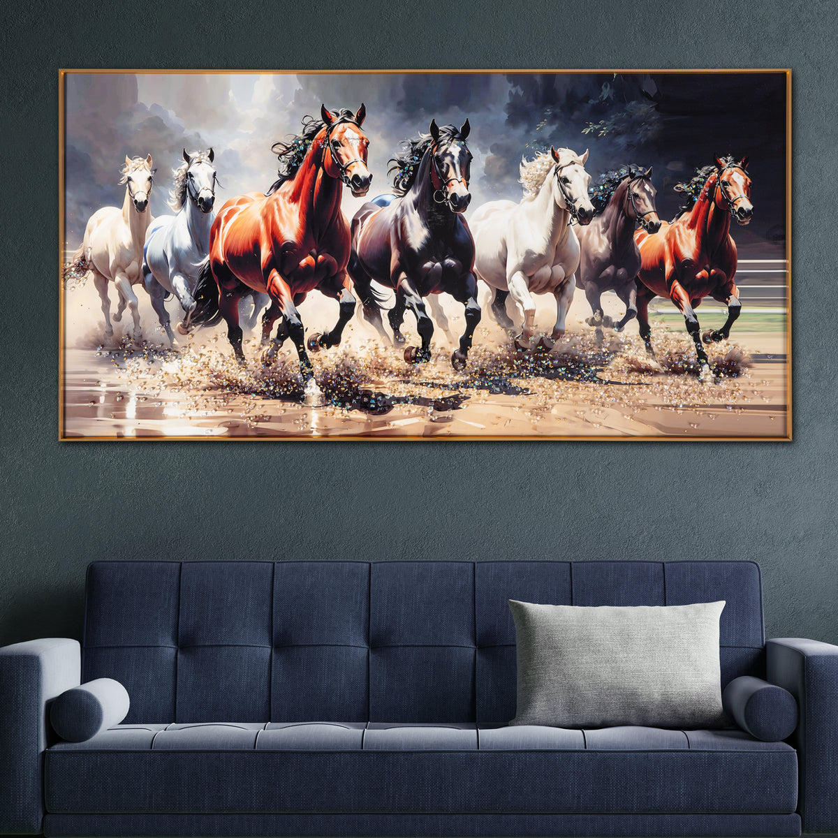 Buy Seven Horses Run Wild Crystal Glass Painting | Dekor Company