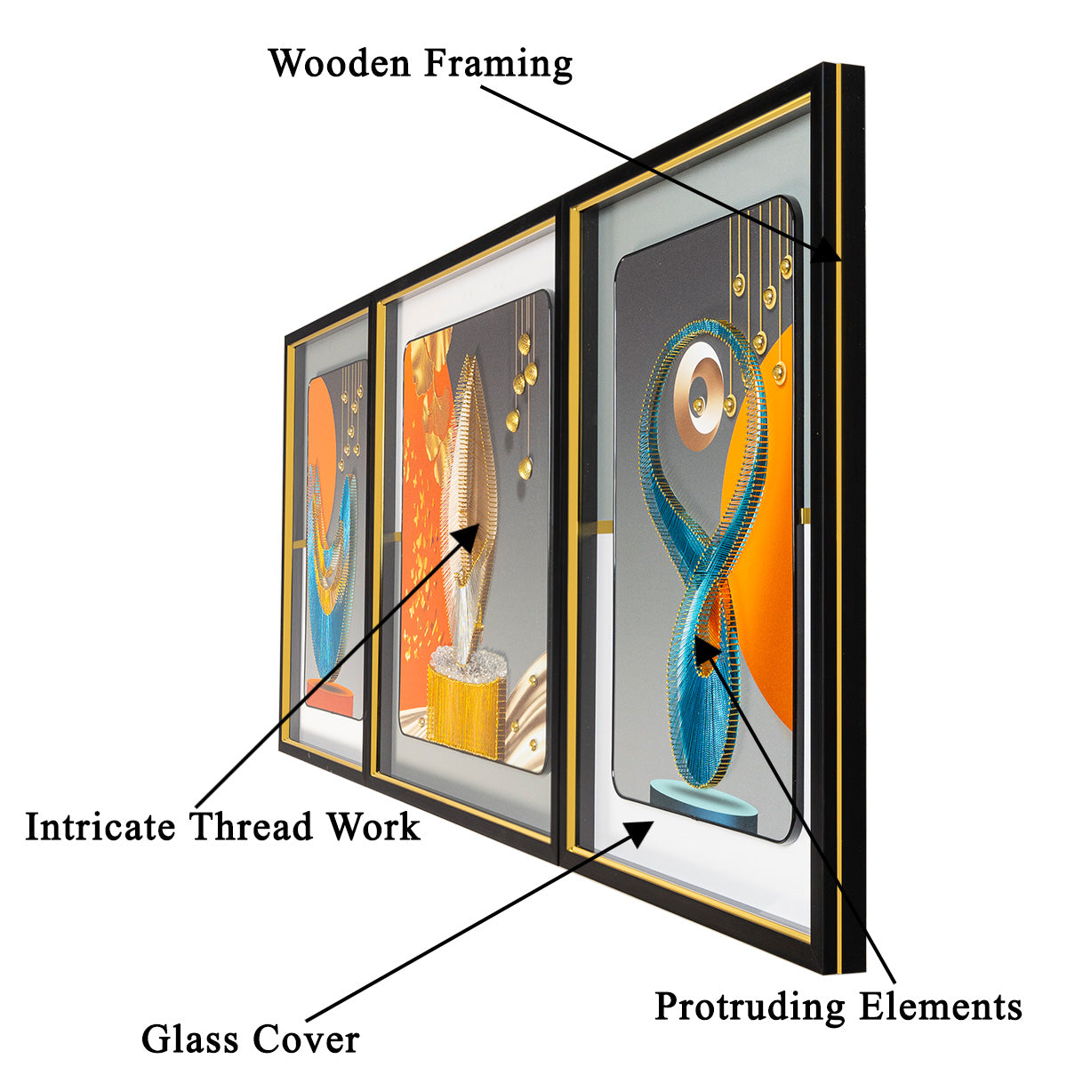 Buy Chromatic Kaleidoscope Shadow Box Wall Decoration PieceSet of 3 Dekor Company