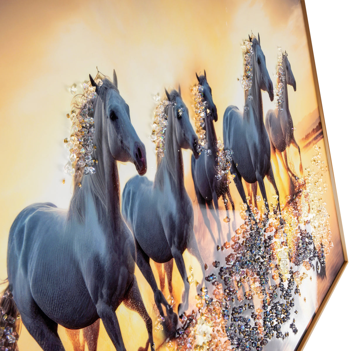 Strength of the Seven Horses Crystal Glass Painting | Dekor Company