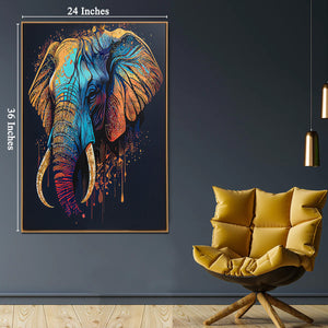 Elephant Oasis Crystal Glass Painting