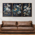 Heavenly Flora Crystal Glass Decorative Wall Painting for Home Decor - Set of 3