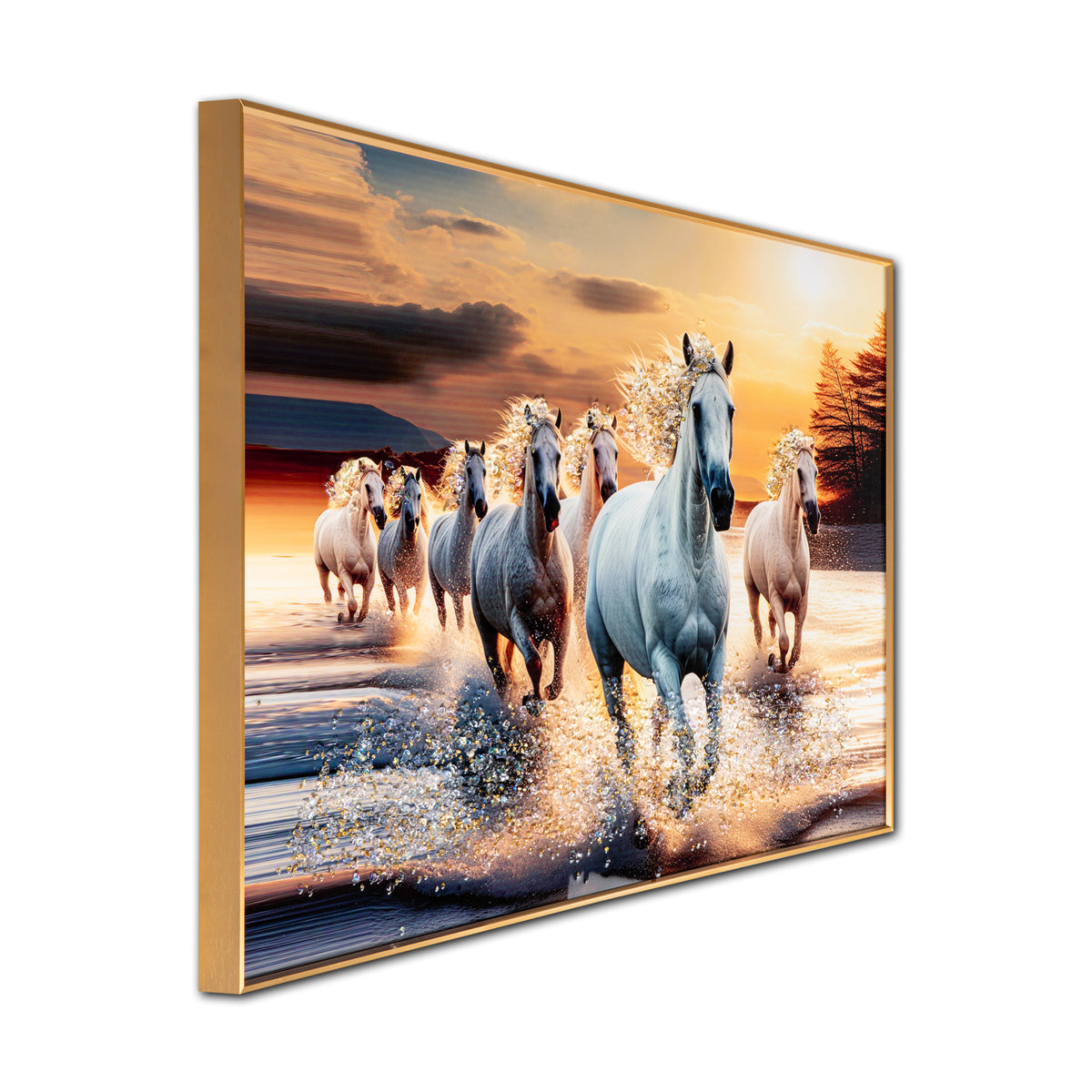 Strength of the Seven Horses Crystal Glass Painting | Dekor Company