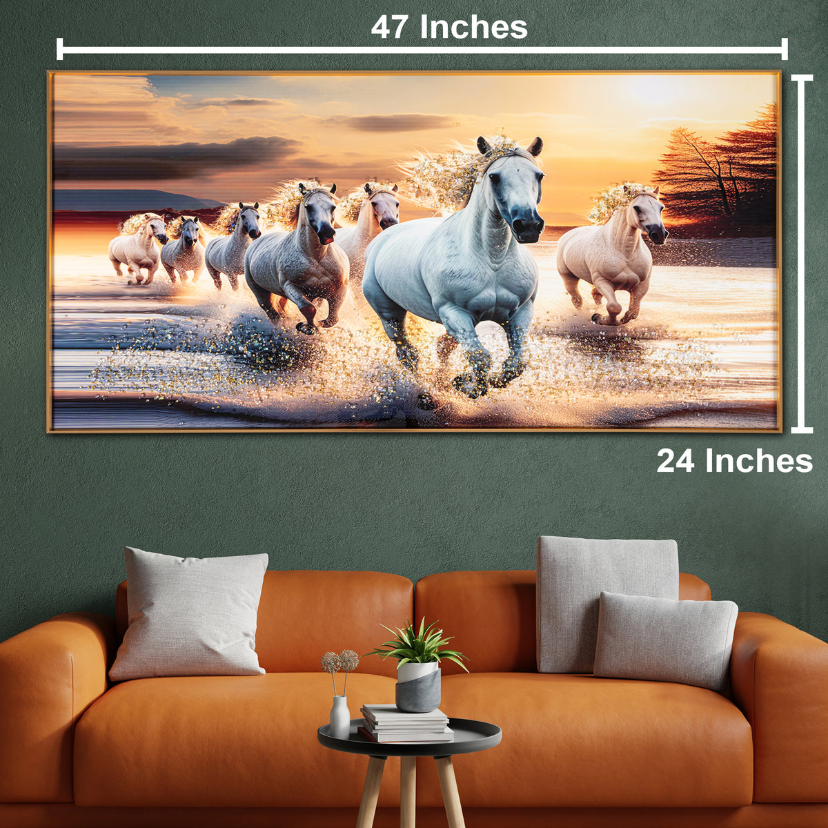Strength of the Seven Horses Crystal Glass Painting | Dekor Company