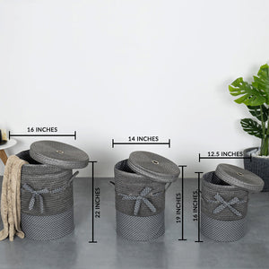 Home Fresh Cylindrical Laundry Basket - Set of 3