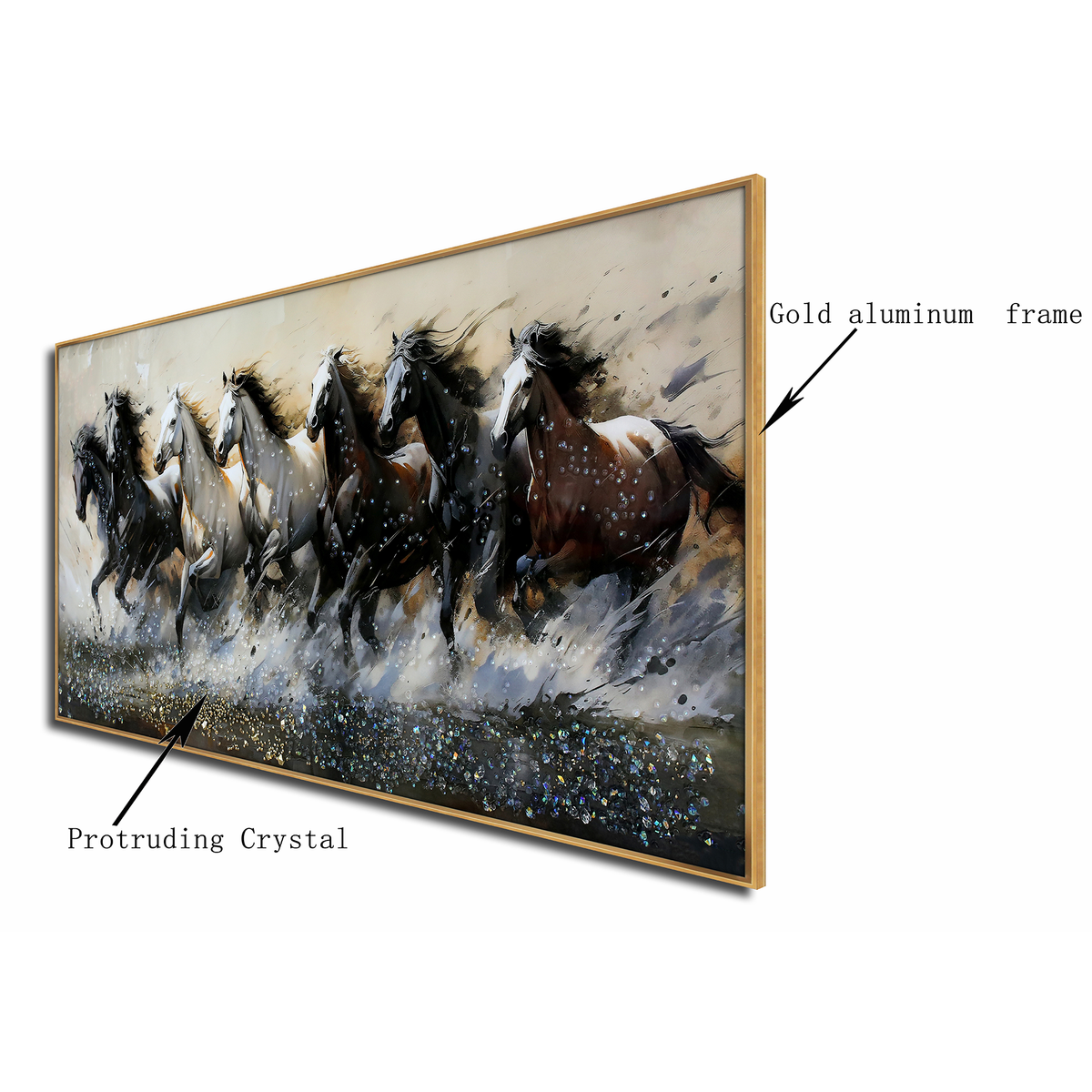 Buy Seven Horses Run Wild Crystal Glass Painting | Dekor Company
