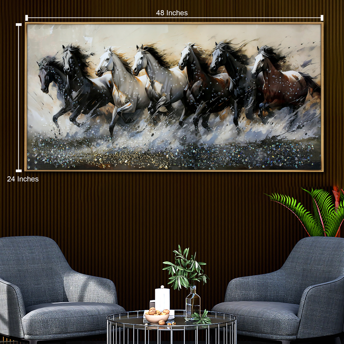 Buy Seven Horses Run Wild Crystal Glass Painting | Dekor Company