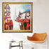 A Stroll in Paris 100% Hand Painted Wall Painting (With Outer Floater Frame) (40x40 Inches) (Victorian Frame)