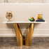 Midnight Gold Marble Top Console Tables for Home (Stainless Steel) (N)