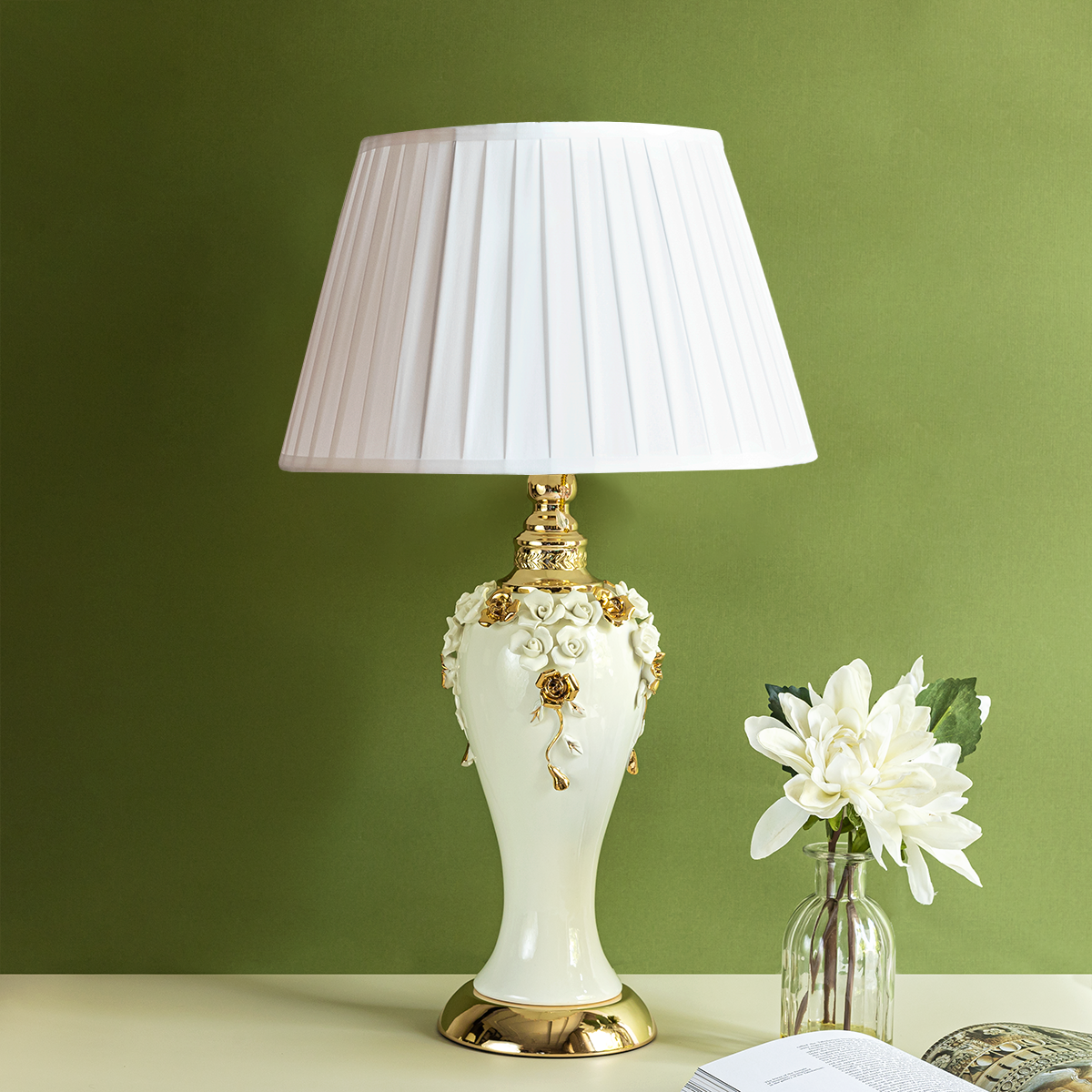 The Kent Classical Ceramic Table Lamp White (B) Dekor Company