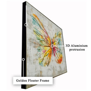 Float like a Butterfly 100% Hand Painted Wall Painting with Metal Work (outer Floater Frame )