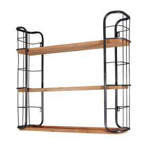Tier Wooden and Metal Wall Shelf