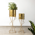 On-Trend Abstract Gold Planter - Modern Metal Planter - Pair