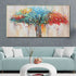Colourful Graphic Tree Hand Wall Painting For Home (Comes With an Outer Floater Frame) (56 x 28 Inches)