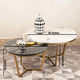 The Spider Table Set of 2 Nesting Coffee Table - Gold - White And Black Stone Combo (Stainless Steel)