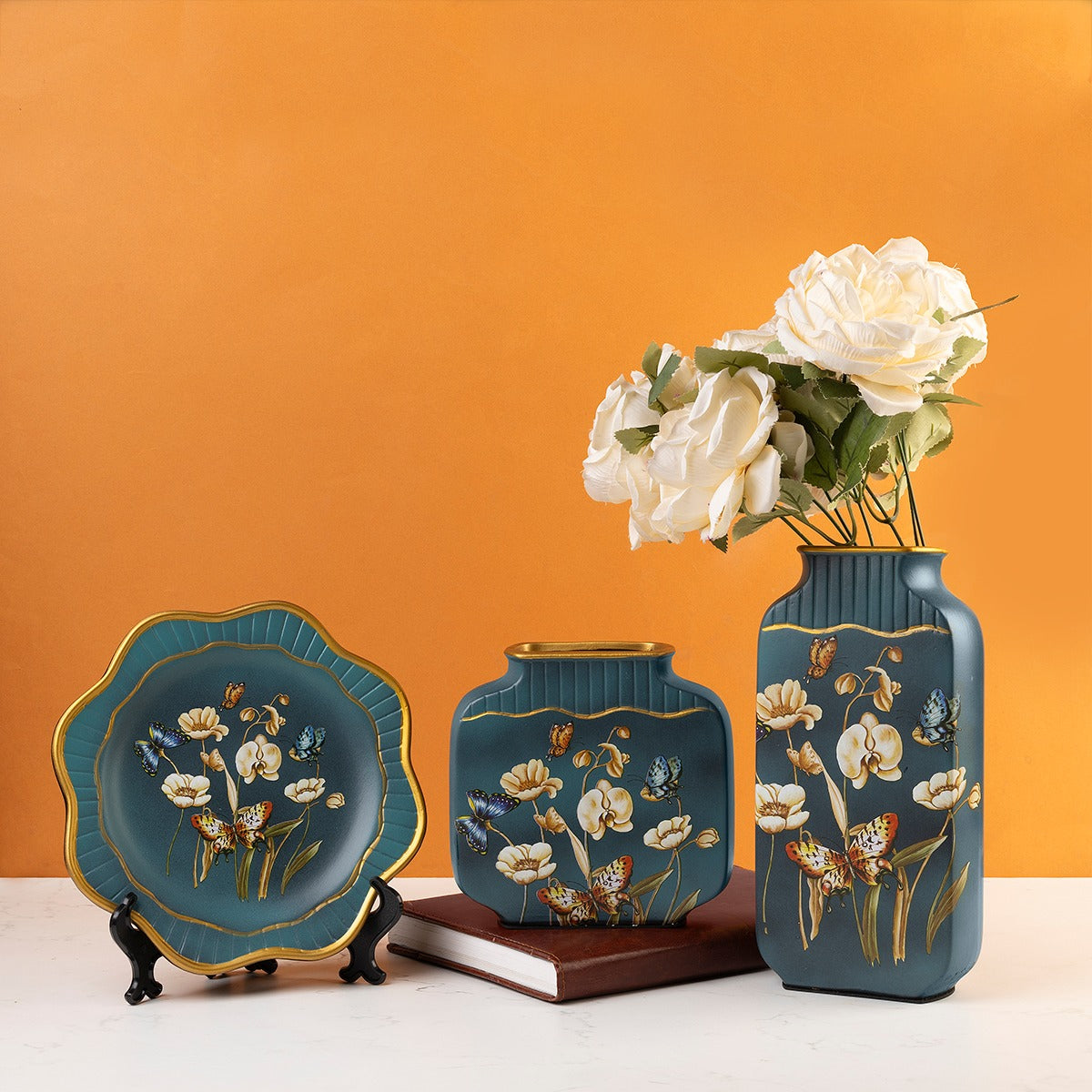 The Glasgow Plaid Decorative Ceramic Vase Set of 3