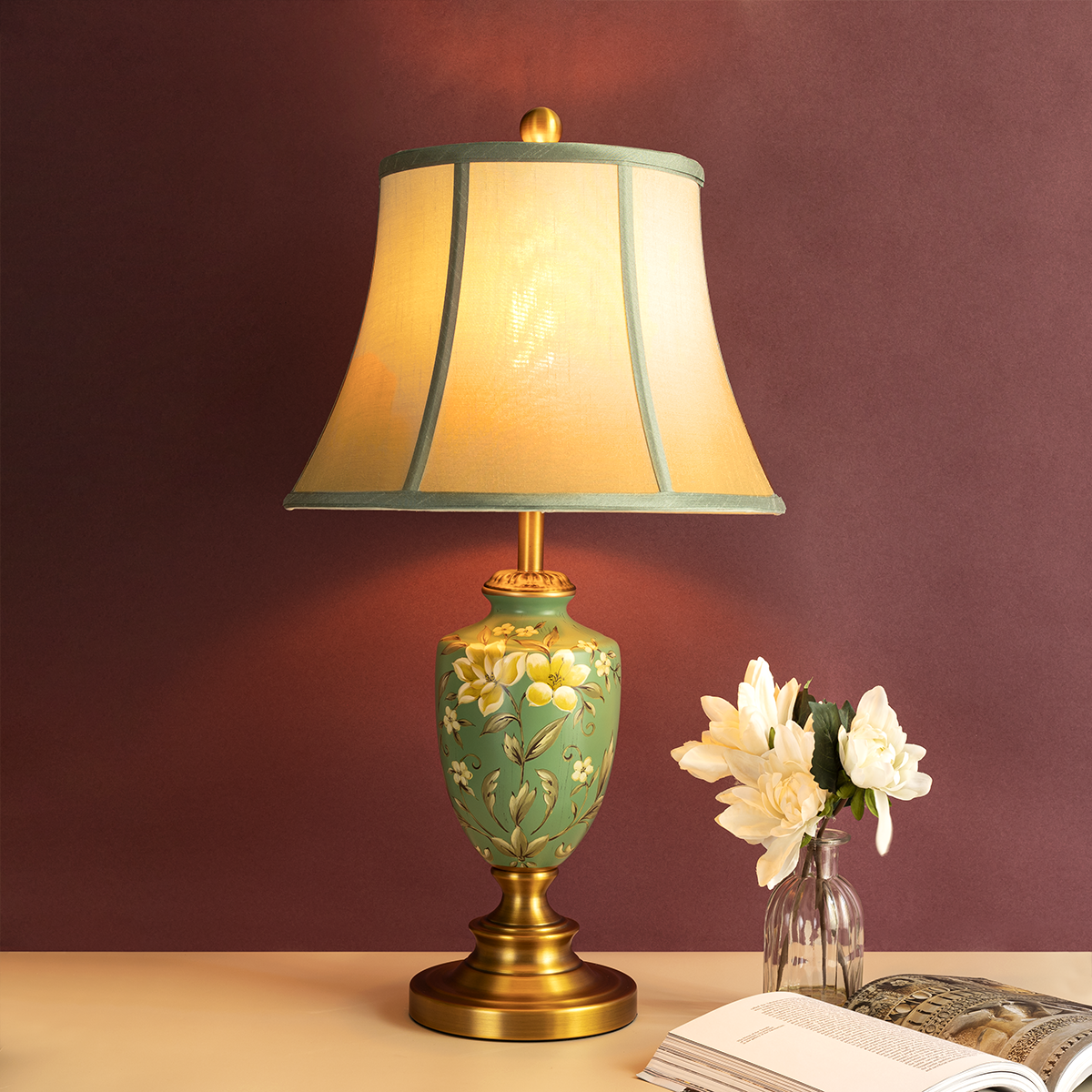 Vonka Persian Style Ceramic and Stainless Steel Lamp