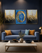 Starry Skies 100% Hand Painted Wall Paintings for Home (With outer Floater Frame) - Set of 3