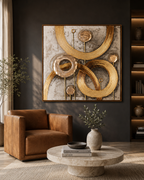 Circles of Gold The Abstract Elegance 100% Hand Painted  Decorative Wall Painting Bedroom