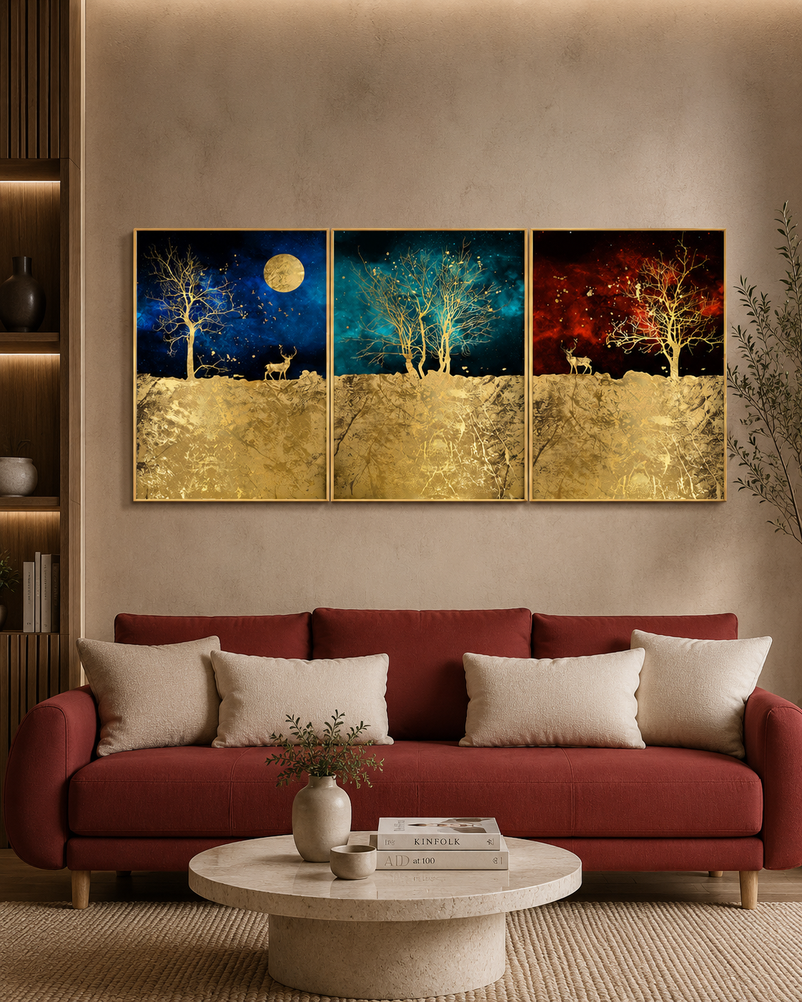 Tree of Life Framed Canvas Painting for home décor - Set of 3