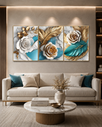 Floral Feather Elegance  Canvas Paintings