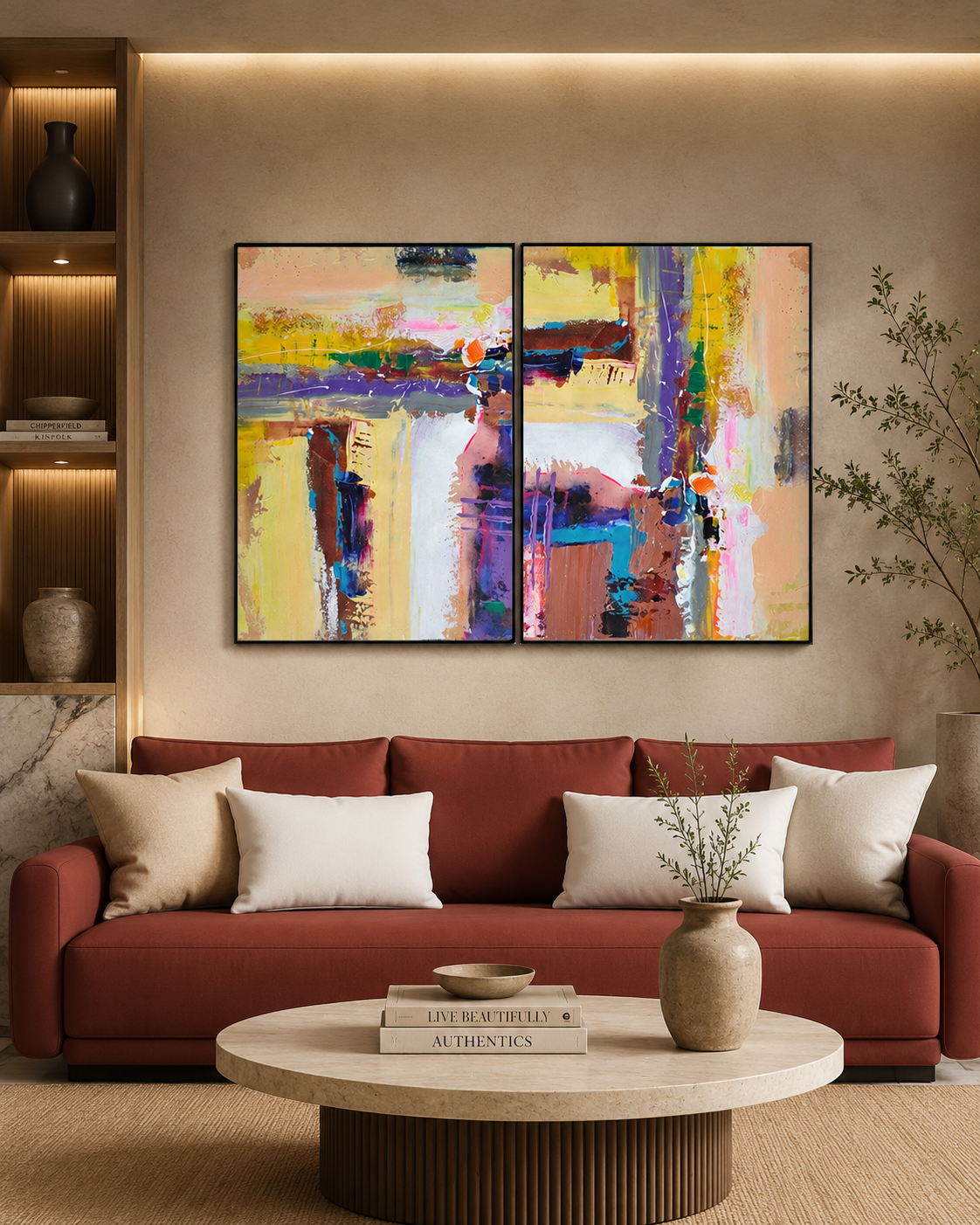 A Winter Forest Framed Canvas paintings - Set of 2