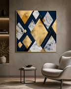 3D Geometric  Rhombus Framed Canvas Painting for Living Room