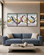 Oceanic Blues Framed Canvas Art Wall Painting - Set of 3