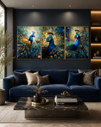 Enchanting Peacock Haven Canvas Wall Art - Set Of 3