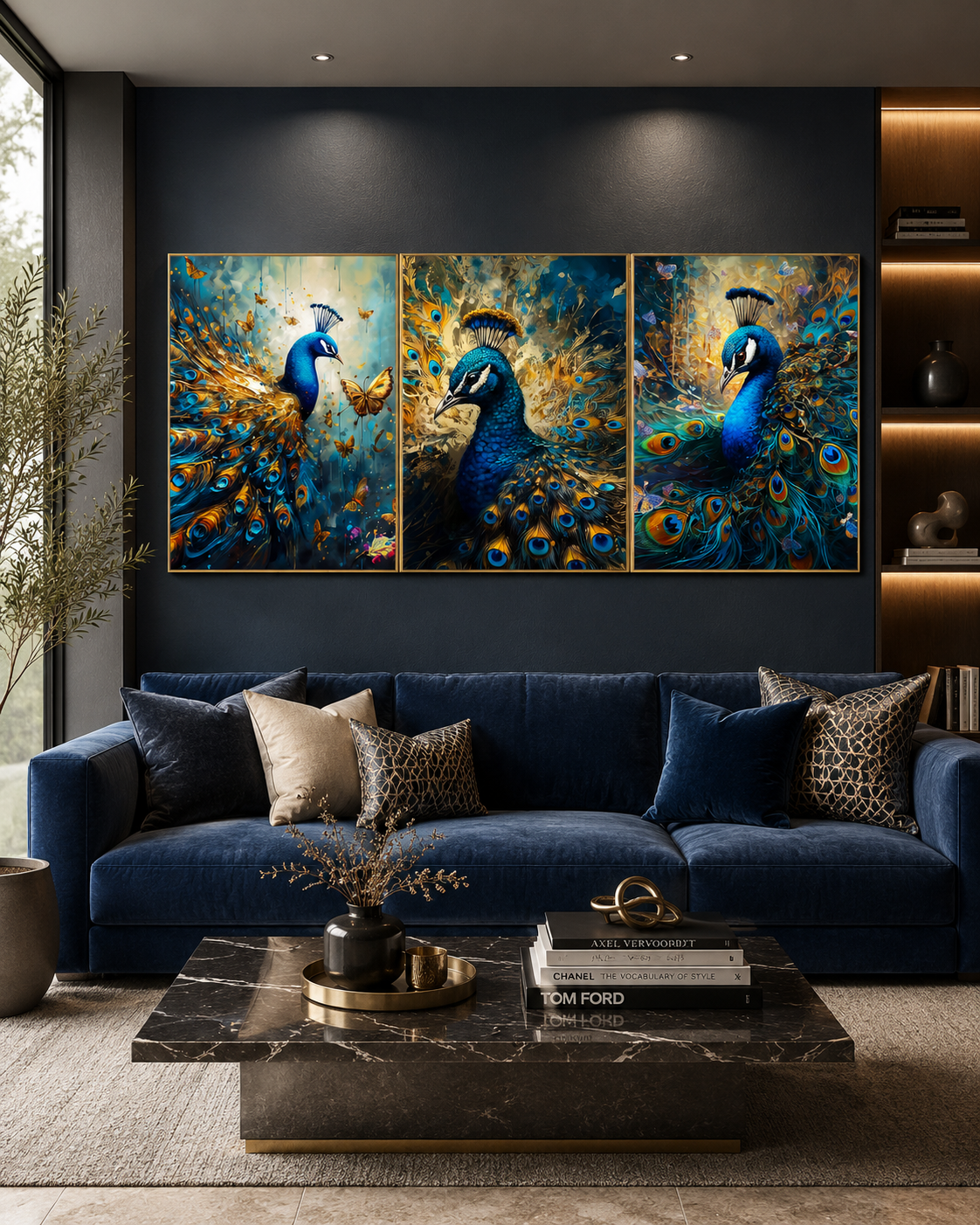Enchanting Peacock Haven Canvas Wall Art - Set Of 3