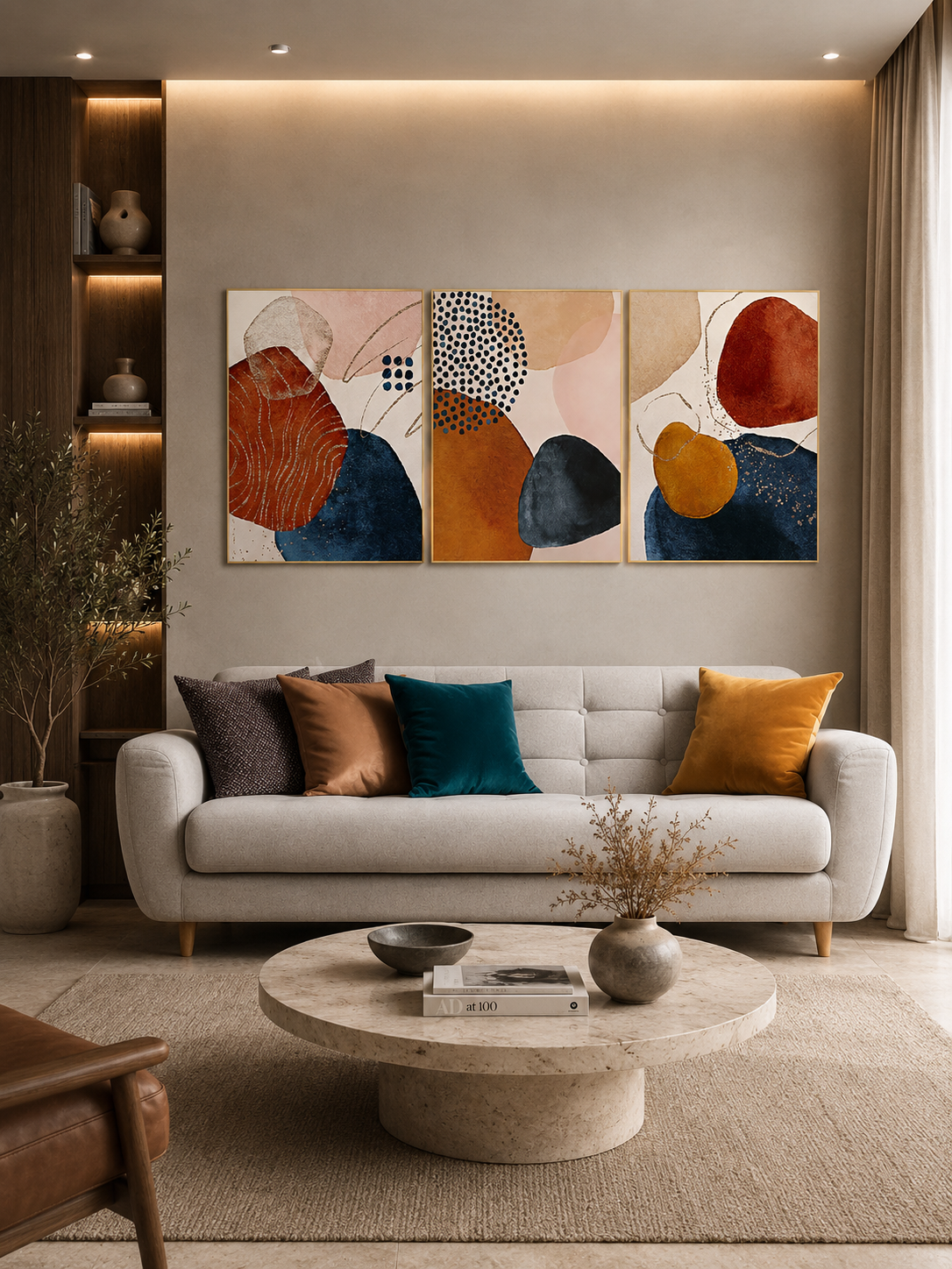 Daly Geometric shapes Framed Canvas Wall Decor Paintings - Set of 3