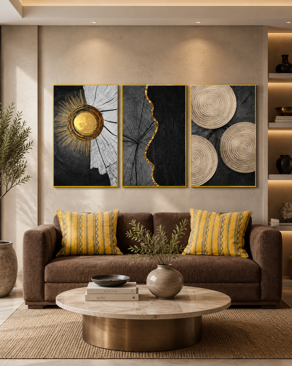 Earth's Crust Inspired Framed Canvas Wall Art - Set of 3