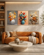 Vase of Vibrance  Canvas Paintings - Set of 3