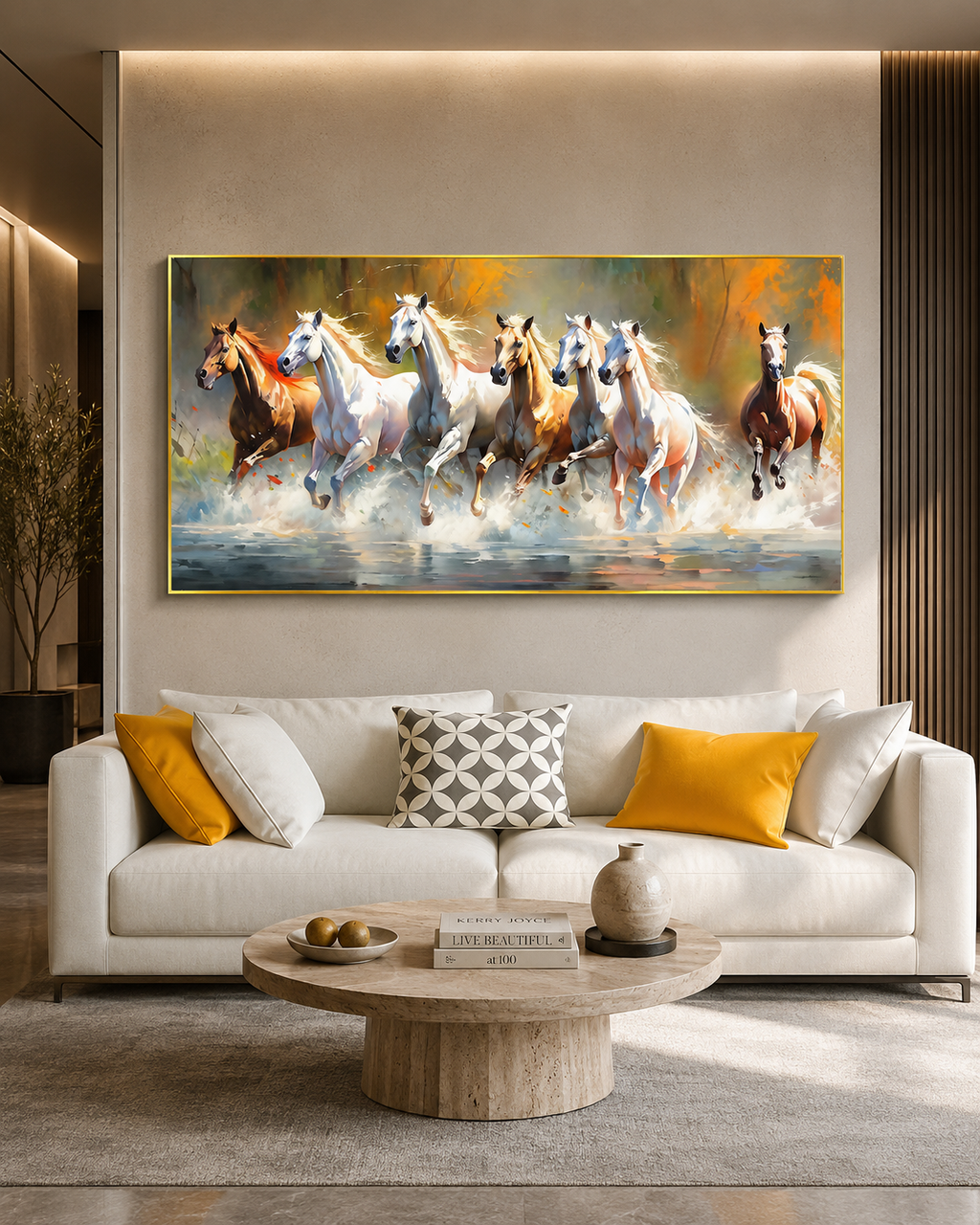Seven Running Horses Whisper in the Wind Canvas Painting