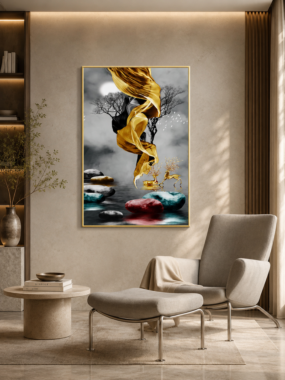 Fire in Heaven Framed Canvas Wall Art