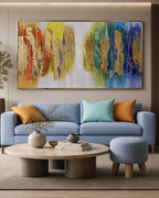 Its a Colourful World Abstract 100% Hand Painted Wall Paintings abstract & Wall Decoration Items (With Outer Floater Frame) (28 x 56 Inches)