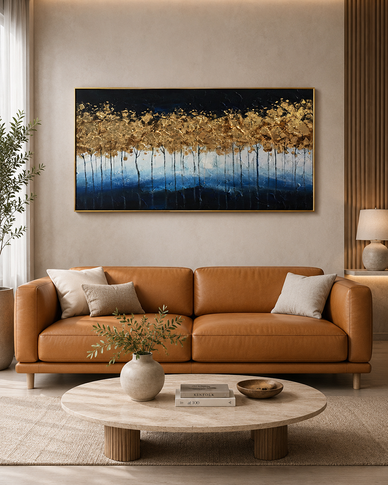 Norfolk Abstract Art Decorative Hand painting for Home Decor  & Wall Decoration Items (With Outer Floater Frame) (56 x 28 Inches)