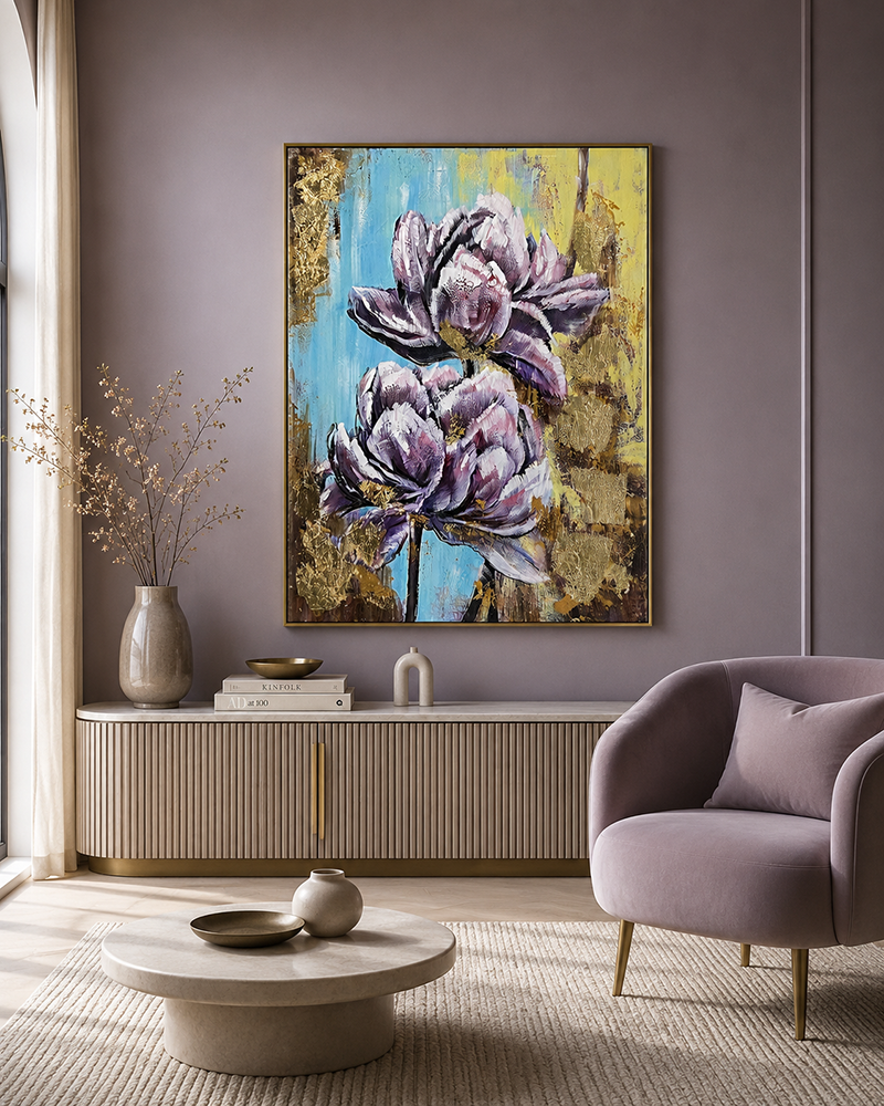 Vibrant Meadow Nature 100% Hand Painted Wall Art Paintings(With outer Floater Frame) (48 x 36 Inches)
