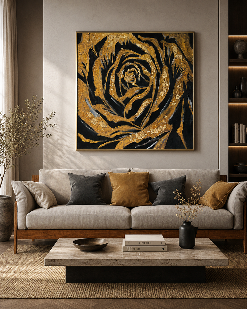Natural Reflections 100% Hand Painted painting for home Wall (With Outer Floater Frame) (40 x 40 Inches)