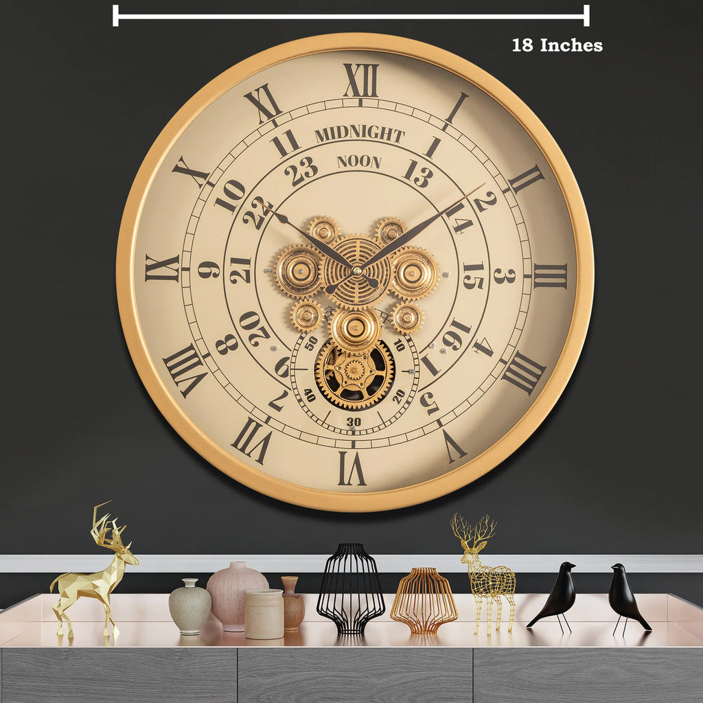 Mystic Motion Luxury Designer Watches Wall Clock For Living Room With Moving Gear Mechanism Buy Wall Clock Online - Medium (White) (Steel Body)