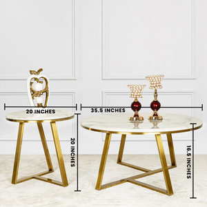 The Four Legged Gold Accent Coffee Table  & The Three Legged Gold Accent Side Table -Set of 2 (STAINLESS STEEL)
