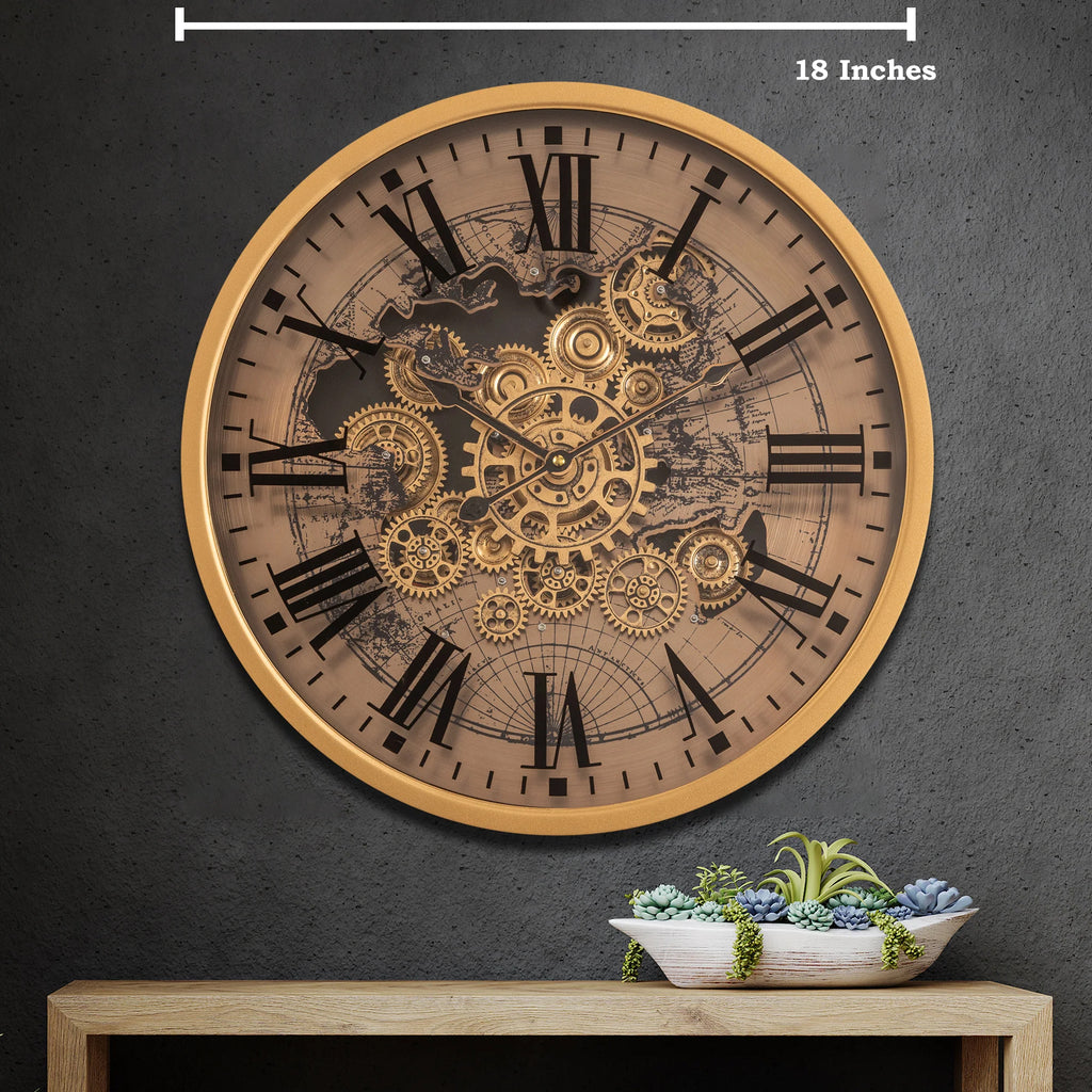 Phantom Dial Luxury Designer Watches Wall Clock For Living Room With Moving Gear Mechanism Buy Wall Clock Online - Medium (Steel Body)