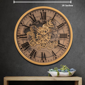 Phantom Dial Luxury Designer Watches Wall Clock For Living Room With Moving Gear Mechanism Buy Wall Clock Online - Medium (Gold) (Steel Body)