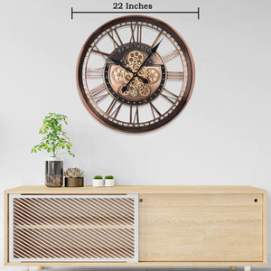 Time Muse Wall Clock For Living Room With Moving Gear Mechanism