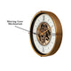 Suave Contemporary Round Wall Clock With Moving Gear Mechanism