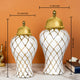 Golden Garden Ceramic Vase & Decorative Showpiece - Set Of 2