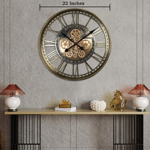 Enchanté Maison Wall Clock With Moving Gear Mechanism