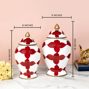 Cherry Blossom Ceramic Vases & Decorative Showpiece - Set Of 2
